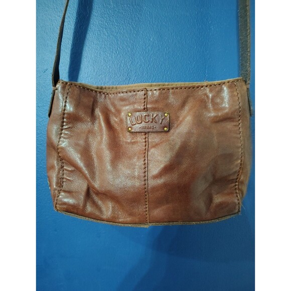 Lucky Brand Purse Crossbody Bag Distressed Boho Leather Bag - Picture 1 of 9